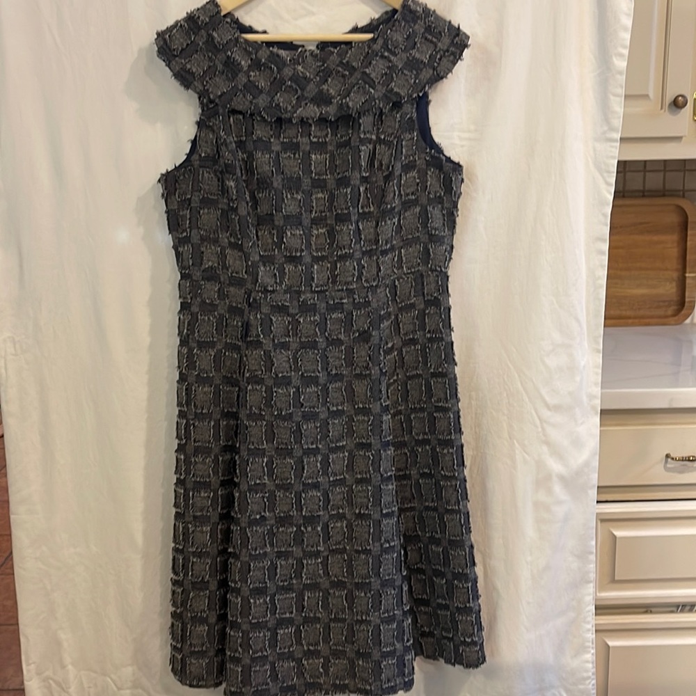 This is an Eva Mendes from NY and Co. dress. It is navy blue, size 14.